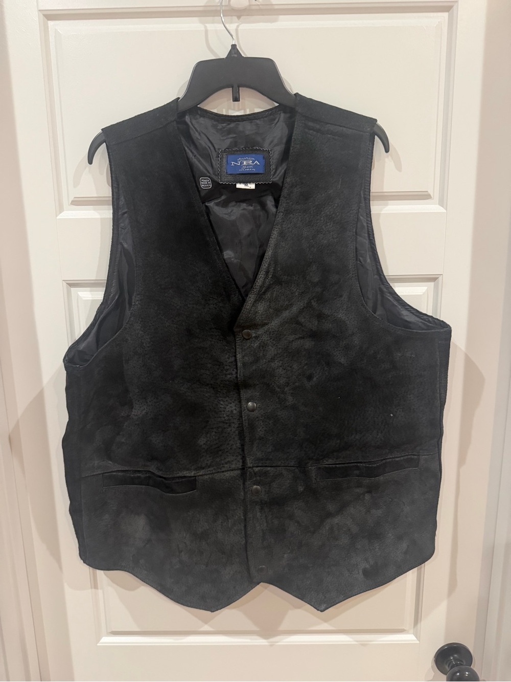 Authentic NRA Leather Black Vest - medium